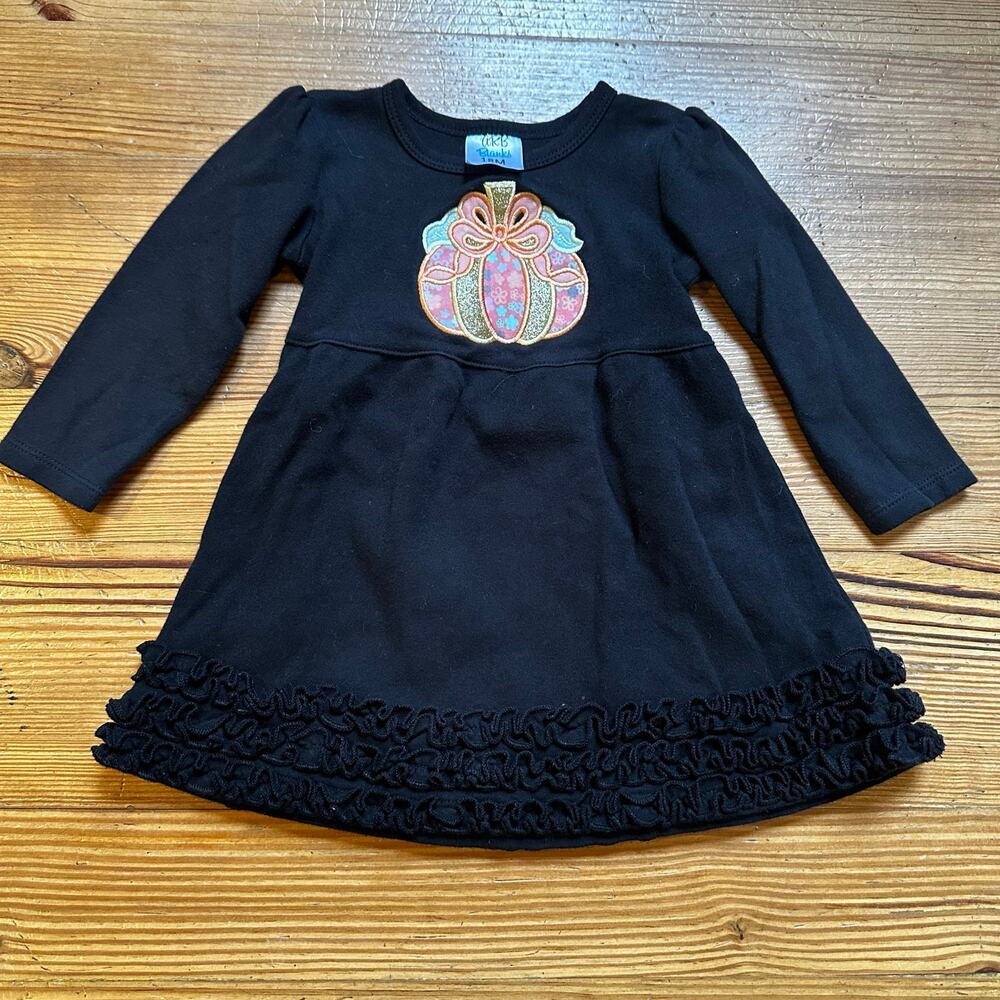 Blanks Boutique black ruffle pumpkin embroidered dress SIZE‎ 18M